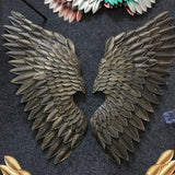 New Arrival Creative  Abstract  Retro Wing Wall Sculpture Decoration Figurine Decorative Metal Statue TV Background Xmas Gift