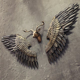 New Arrival Creative  Abstract  Retro Wing Wall Sculpture Decoration Figurine Decorative Metal Statue TV Background Xmas Gift